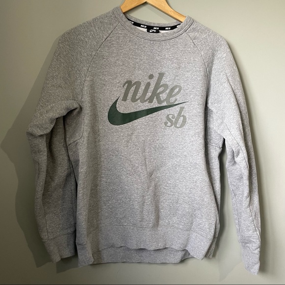 Nike SB skateboarding Top Icon GFX Heritage Crewneck grey sweater medium - Picture 2 of 8